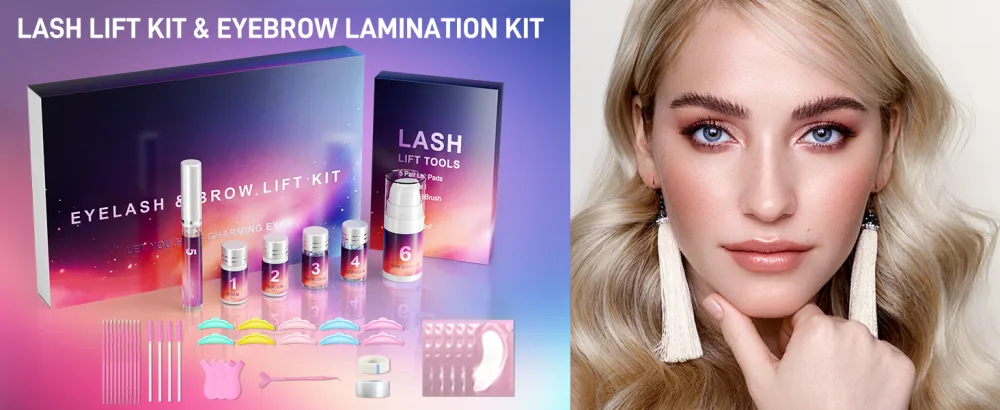 Lash Lift Kit & Brow Lamination Kit 2 IN 1 Semi-Permanent Eyebrow Lamination Kit & Eyelash Perm Kit Quick Curling Perming with Complete Tools DIY Salon & Home Use Lasts for 4-6 Weeks - lash lift kit