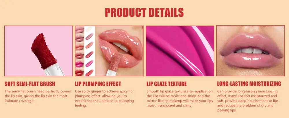 NICEFACE High-Pigment Lip Plumping Gloss Hydrating & Moisturizing Lip Balm with Long-Lasting High-Shine Natural Tinted Formula for Fuller Lips (Cherry) #6 Cherry - High-Pigment Lip Plumping Gloss
