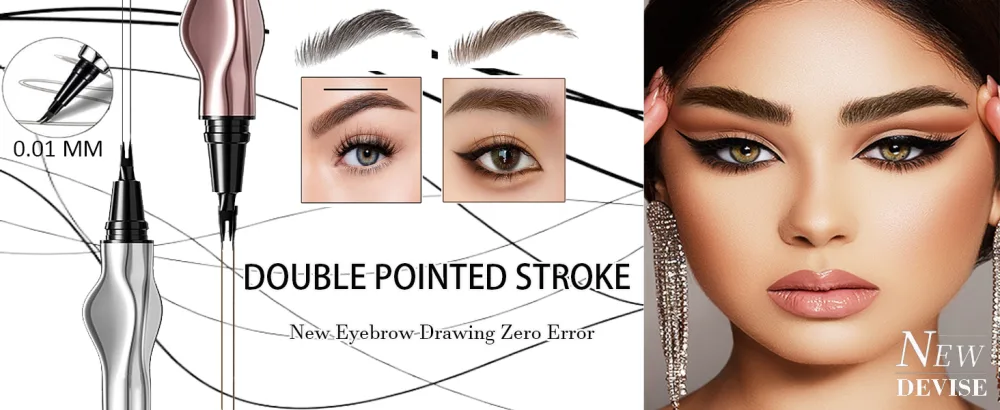 Brown Eyebrow Liquid Pencil with Two Tipped Micro-Fork Waterproof & Smudge Proof Liquid Eyeliner Felt Tip Applicator High Pigmented Liner Long-Lasting Quick Drying for Women 01 Brown #01 Brown - Brown Eyebrow Liquid eyeliner Pencil with Two Tipped Micro-Fork, Waterproof Long-Lasting