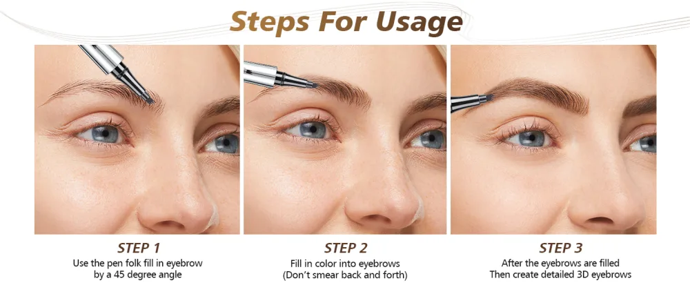 Eyebrow Pencil Eyebrow Microblading Pen - Microblading Eyebrow Pen With 4 Micro-Fork Tips Waterproof Brow Pencil Long-Lasting Eye Brow Pencils for Women Natural Brows (Black) - product information 8