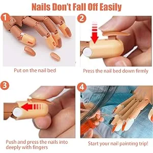 Nail Trainning Practice Hand for Acrylic Nail-Flexible Nail Training Hand Kits, False Fake Mannequin Model Train Hand with 300 PCS Nail Tips, Nail Files A-Practice Hand Set - Nails don