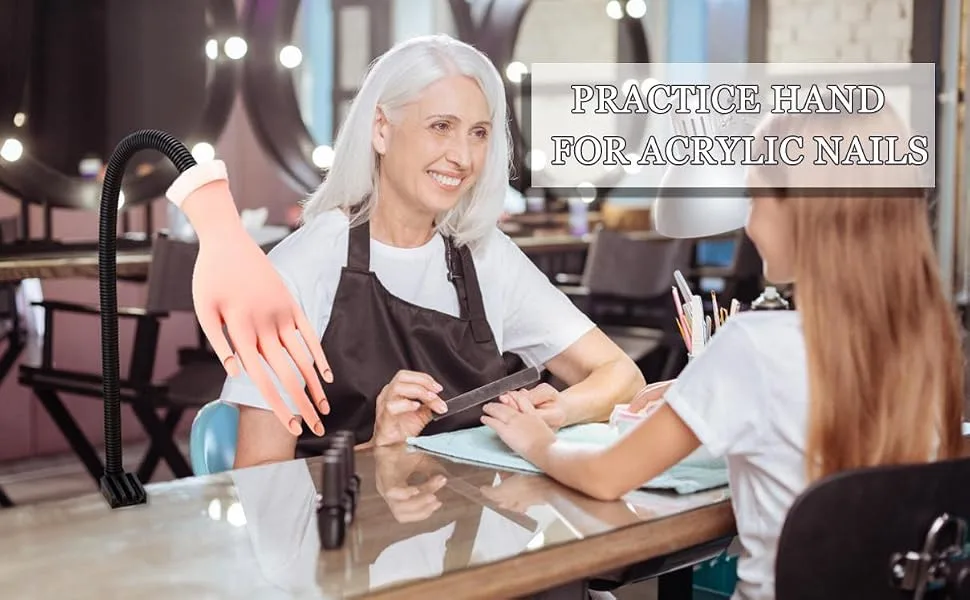 Nail Training Practice Hand for Acrylic Nails, Fake Hand Manicure Practice Tool Nails Practice, Flexible Bendable Mannequin Hand, Training Movable and Flexible Fake Hand Kit - product information 1