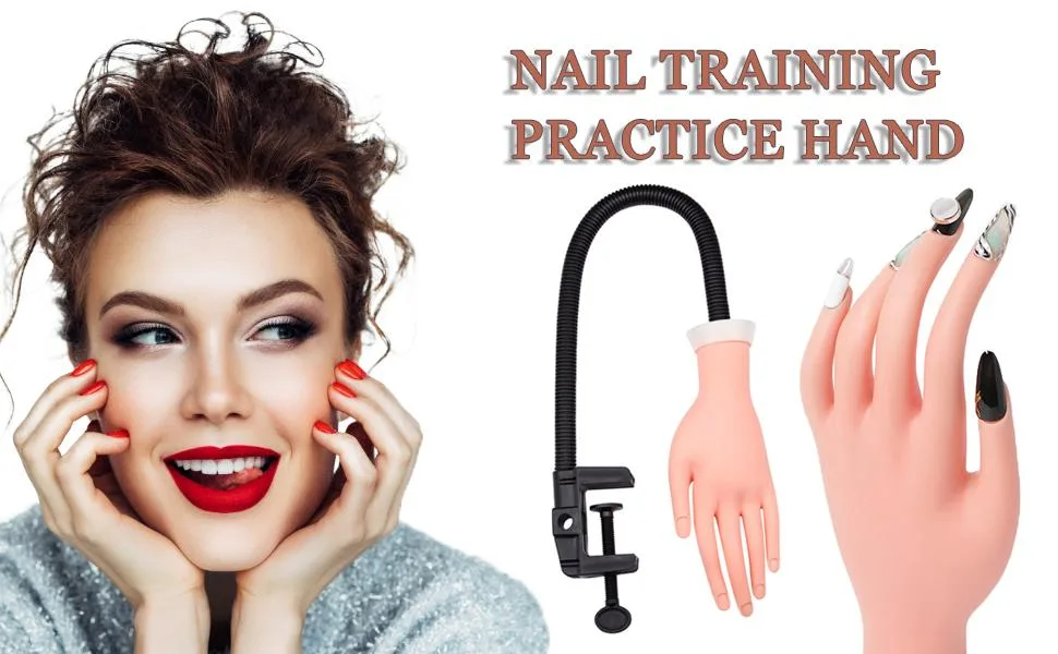 Nail Training Practice Hand for Acrylic Nails, Fake Hand Manicure Practice Tool Nails Practice, Flexible Bendable Mannequin Hand, Training Movable and Flexible Fake Hand Kit - product information 2