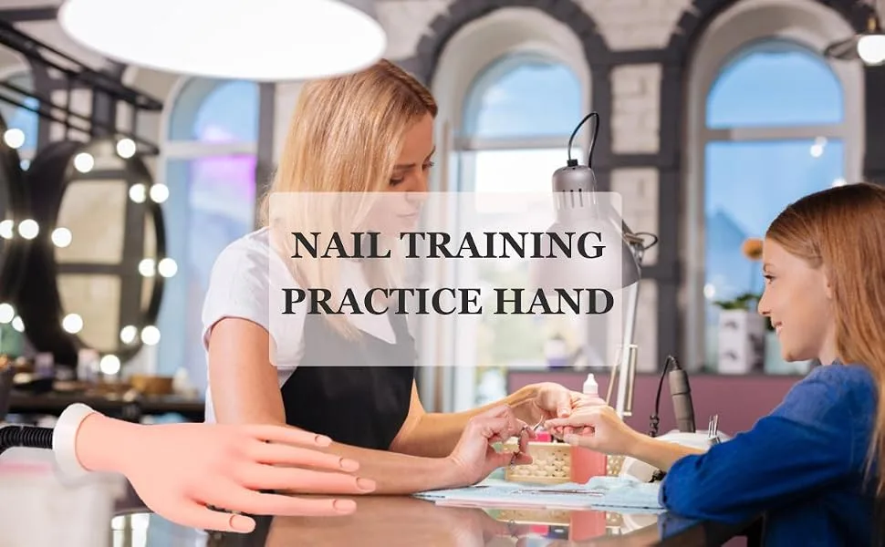 Nail Training Practice Hand for Acrylic Nails, Fake Hand Manicure Practice Tool Nails Practice, Flexible Bendable Mannequin Hand, Training Movable and Flexible Fake Hand Kit - Nail Training Practice Hand