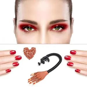 Nail Train Practice Hand for Acrylic Nails-Flexible Moveable Nail Trainning Practice Hand Kits, False Fake Mannequin Hands For Nails Practice DIY Print Practice Tool with 100 PCS Fake Nail Tips Training Hand - product information 3
