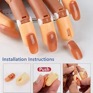 Nail Train Practice Hand for Acrylic Nails-Flexible Moveable Nail Trainning Practice Hand Kits, False Fake Mannequin Hands For Nails Practice DIY Print Practice Tool with 100 PCS Fake Nail Tips Training Hand - product information 5