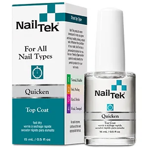 Nail Tek Quicken, Fast Drying Top Coat for All Nail Types, 0.5 oz, 1-Pack Quicken Top Coat 0.5 Fl Oz (Pack of 1) - Nail Tek Quicken, Fast Drying Top Coat For All Nail Types, 0.5 oz