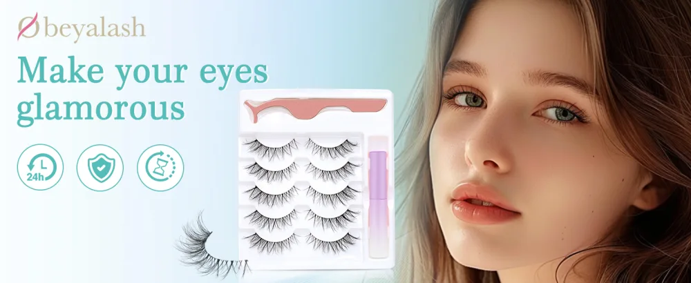 Obeyalash Volume Curly Strip Lashes 5 Pairs False Eyelashe Fluffy Thick Black Thin Band Wispy Faux Mink Lashes Wool Curls Eyelashes with Eyelash Adhesive W14 - 5 Pairs Wispy Eyelashes Natural Look