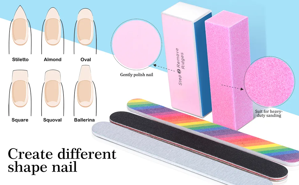 Nail File and Buffer- 3pcs Double Sided Nail File, Rectangular Nail Buffer, Buffer Block Sponge Polished, Nail Brush, Come with Cuticle Nipper and Pusher, Perfect Manicure Tool Kit for Shiny Nail Pink - product information 2