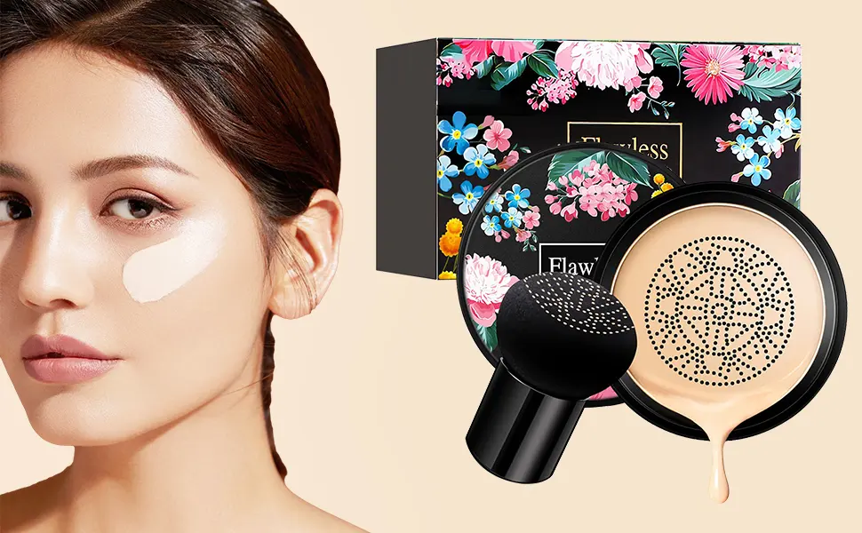 Mushroom Head Air Cushion CC Cream, Concealer Lasting Nude Makeup Moisturizing BB Liquid Foundation, Even Skin Tone Makeup Base Primer A-Natural - product information 1