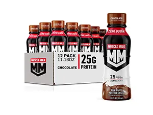 Muscle Milk Pro Advanced Nutrition Protein Shake, Knockout Chocolate, 11.16 Fl Oz Bottle, 12 Pack, 32g Protein, 1g Sugar, 16 Vitamins & Minerals, 5g Fiber, Workout Recovery, Energizing Snack, Packaging May Vary Bottle Chocolate 11.2 Fl Oz (Pack of 12) - muscle milk genuine