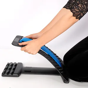 Multi-Level Back Stretcher Device, Lumbar Back Stretching Device, Memory Foam Lumbar Pillow Back Pain Support for Office Chair and Pain Relief(Blue) Blue Black - Assembly-2