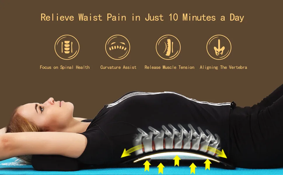 Multi-Level Back Stretcher Device, Lumbar Back Stretching Device, Memory Foam Lumbar Pillow Back Pain Support for Office Chair and Pain Relief(Blue) Blue Black - Back Stretcher