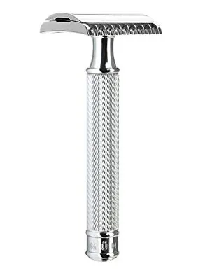 MHLE TRADITIONAL R41 Double Edge Safety Razor (Open Comb) For Men - Perfect for Every Day Use, Barbershop Quality Close Smooth Shave Chrome - B0047A6WLA