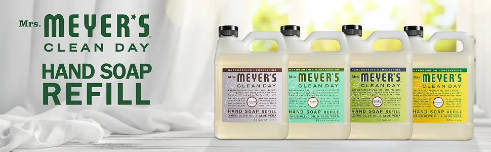Mrs. Meyer's Hand Soap Refill, Made with Essential Oils, Biodegradable Formula, Basil, 33 fl. oz Basil Refill - Mrs. Meyer