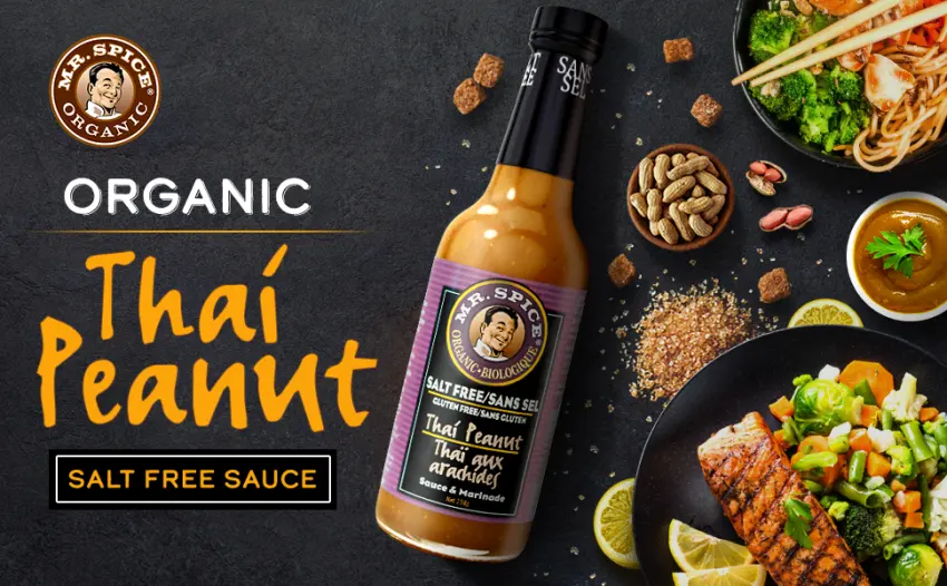 Mr. Spice Organic Thai Peanut Sauce - Salt-Free - Low Fat Marinade - Gluten Free - Vegan - Organic Thai Peanut