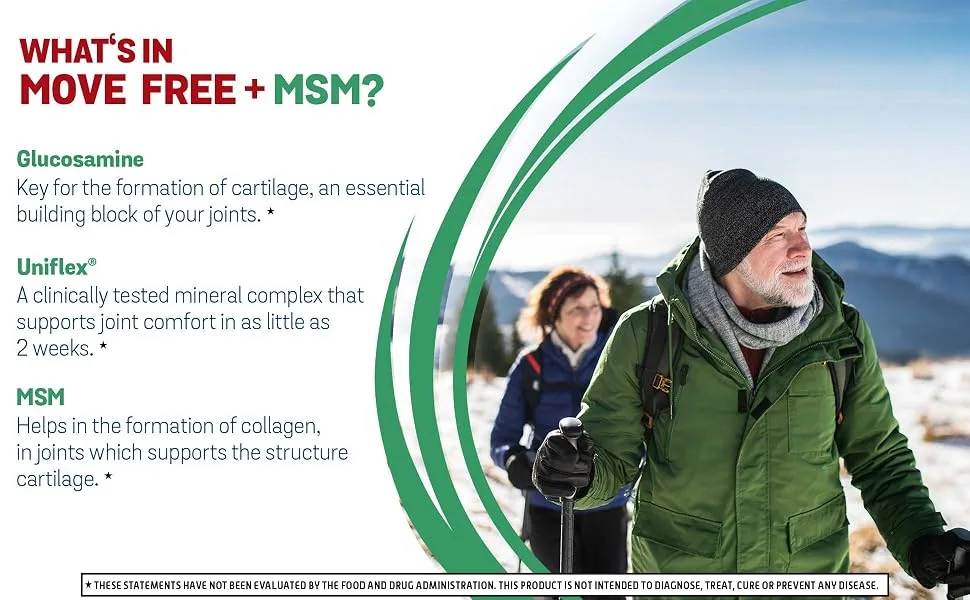 Move Free Advanced Glucosamine Chondroitin MSM Joint Support Supplement, Supports Mobility Comfort Strength Flexibility & Bone - 3x120 Bottles (120 servings)* - Move Free Advanced Glucosamine MSM Joint Support Mobility Comfort Strength Flexibility Bone