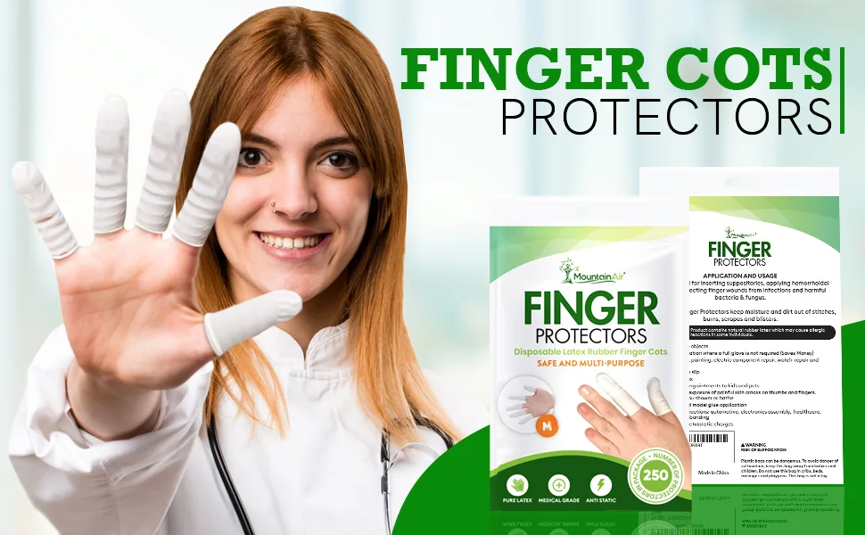MountainAir -Finger Cots  Disposable Finger Protectors - Finger Covers for Finger Tips - Electronic Repairs and More  Finger Tips Rubber Gloves Disposable Guards  250pcs  Medium - header 1