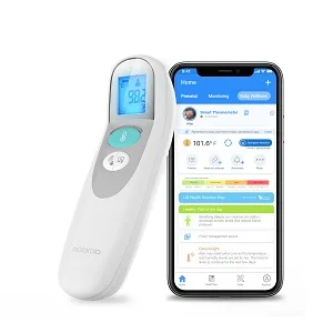 Motorola MBP75SN Care+ Non-Contact Smart Forehead & Liquid Baby Thermometer - Digital Handheld Clinical Device for Kids & Adults - Touchless Quick & Accurate Temperature Reader - Large LCD Display - scan thermometer forehead no contact