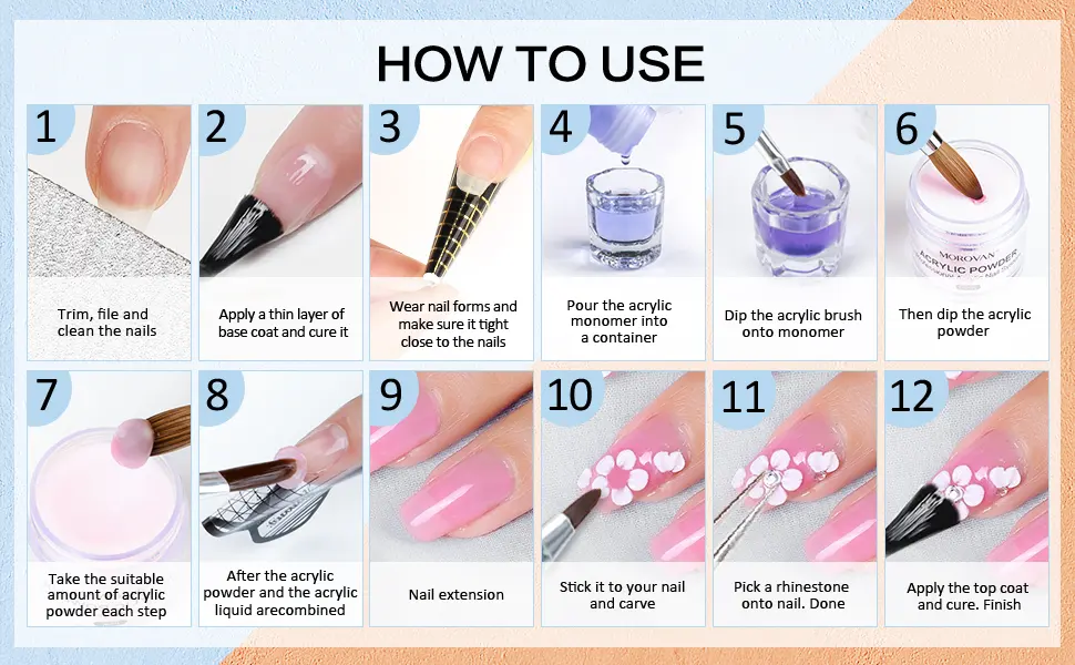 Morovan Acrylic Nail Kit with Drill - Professional Nail Kit Acrylic Set with Everything for Beginners Glitter Acrylic Powder for Nail Extension DIY Complete Starter Set Pink - acrylic nail kit