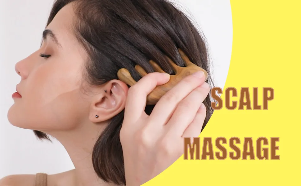 Moreinday Massage Comb Gift for Women Scalp Massager Comb Hand Made Sandalwood Comb 01 Lucky - Scalp massager