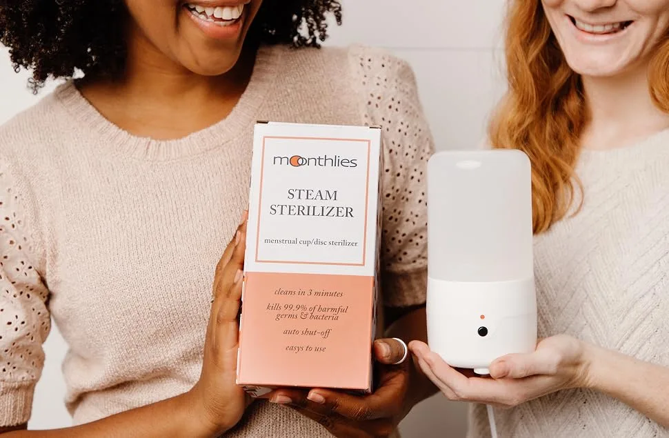 Moonthlies Menstrual Cup / Disc Steam Sterilizer Cleaner - Automatic Timing Steamer - Kill 99.9% of Germs on Your Period Cup / Disc - Sterile in just 3 Minutes - steamer models