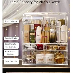 MOOCHI Professional Large Cosmetic Makeup Organizer Dust Water Proof Cosmetics Storage Display Case with Drawers XL(11.8"W x 6.9"D x 14"H) Clear - 5072
