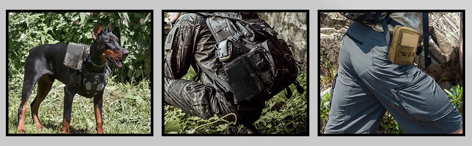Monoki Molle Pouches, 2 Pack Tactical Waist Bag Water-Resistant EDC Small Pouch Bags with D-Ring Hooks Black - product information 23
