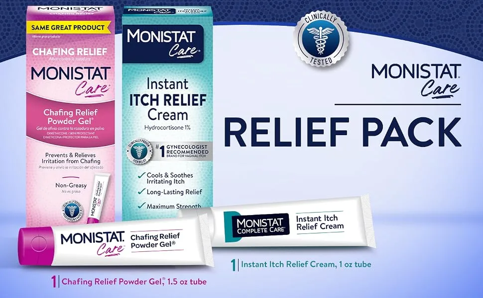 Monistat Care Relief Pack, Chafing Relief Powder Gel & Intense Itch Relief Cream - Monistat Relief Pack