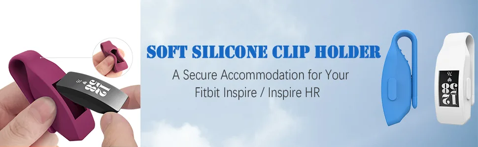 MoKo 2-Pack Clip Holder Compatible with Fitbit Inspire/Inspire HR, Soft Silcone Clip Clasp Case Women Men for Fitbit Inspire/Inspire HR - Black & Navy Blue - product information 2