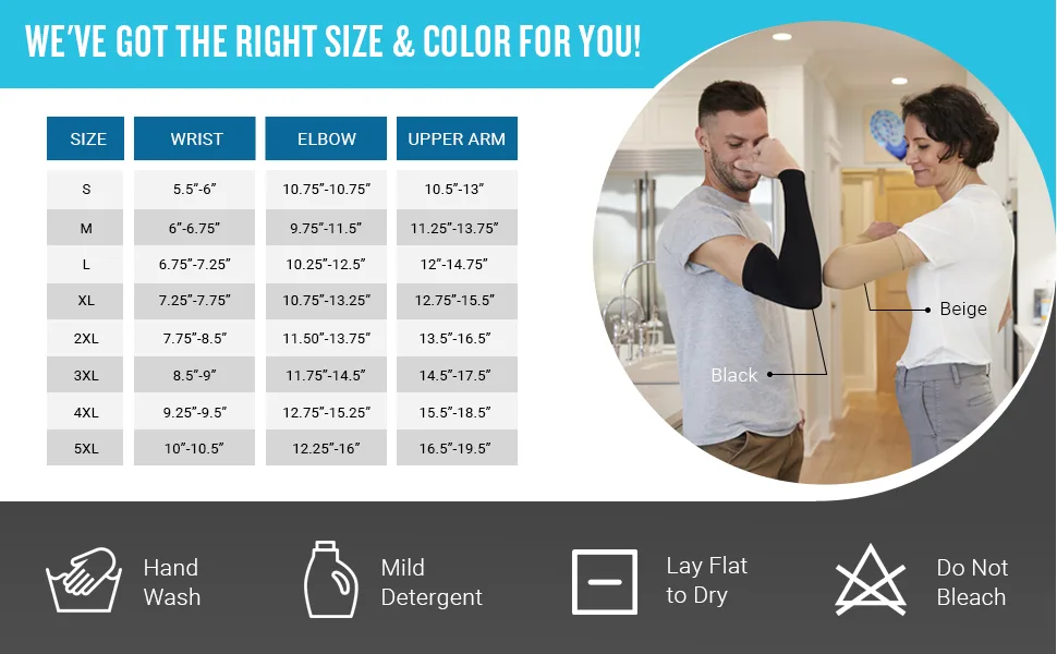 Mojo Compression Medical Opaque Lymphedema Compression Arm Sleeve - Wrist & Elbow - 20-30mmHg - Unisex - Black, XL Black X-Large - Compression Socks, Arm Sleeve, SPN-SELR