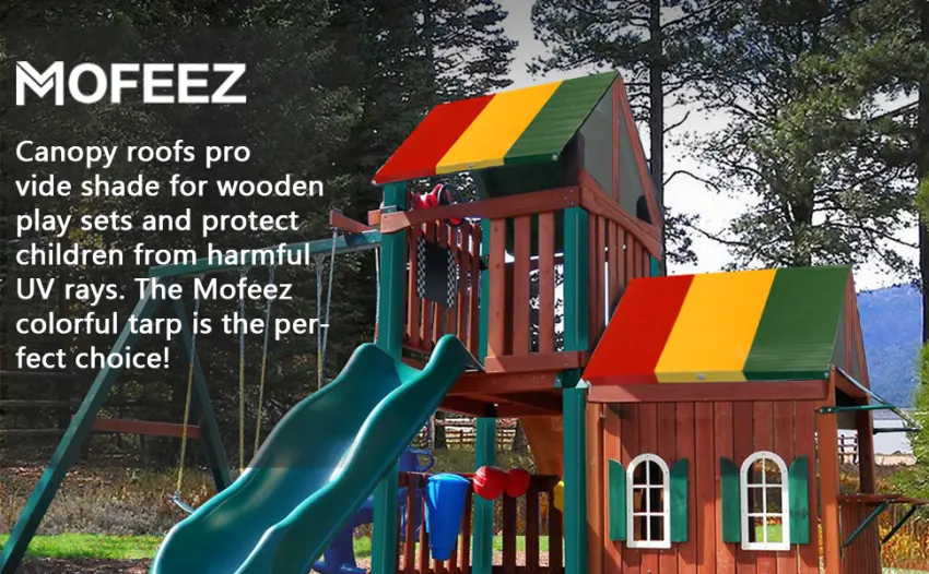 Mofeez 52" x 90" Swing Set Replacement Tarp for Play Set Outdoor, Multi-Color - Mofeez 52