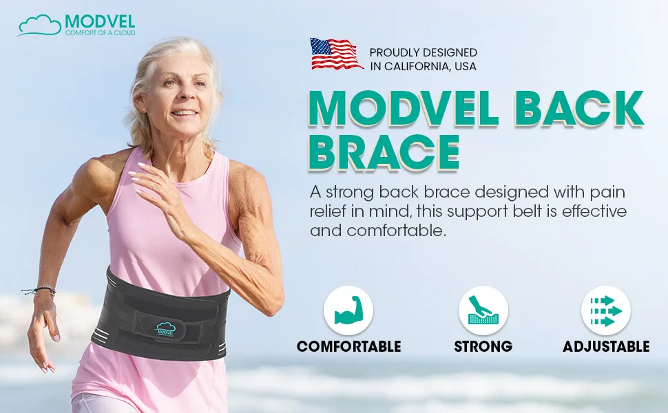 MODVEL Back Braces for Lower Back Pain Relief with 6 Stays, Breathable Back Support Belt for Men/Women for work , Anti-skid lumbar support belt with 16-hole Mesh for sciatica (S) Small - brace