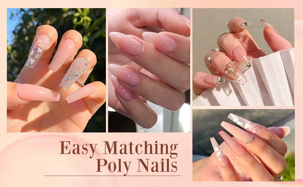 Modelones Poly Nail Gel Kit 30ml 2PCS With Slip Solution Extension Builder Enhancement Professional Starter Kit All-in-One Nail Technician French Kit A1-Nude - poly gel nail kit
