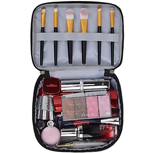 MKPCW Makeup Bags Double layer Travel Cosmetic Cases Make up Organizer Toiletry Bags (Pink) - cosmetic bag