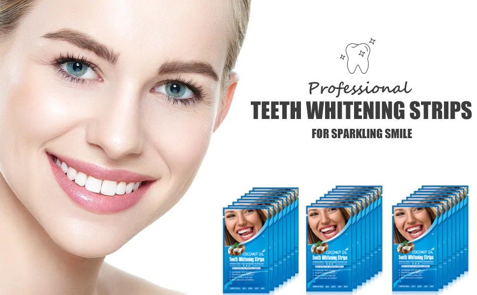 MitButy Teeth Whitening Strips with Natural Coconut Oil, 42 Non-Slip White Strips - Professional Safe Effects Tooth Whitener Solution at Home, 21 Treatments - Whitening Strips