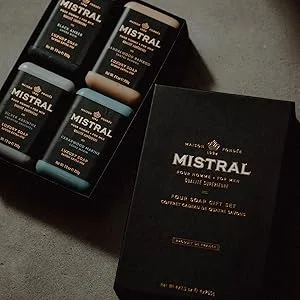 Mistral Bar Soap Organic, Bourbon Vanilla, Large Bourbon Vanilla 8.8 Ounce (Pack of 1) - Mistral Pour Homme Gift Box