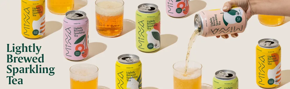 Minna Organic Sparkling Iced Tea - VARIETY PACK: No Sugar, Zero Calorie, Lightly Brewed, Refreshing, Non-GMO, Fair Trade, 12 Fl Oz Cans 12-Pack Original Variety - Lightly Brewed Sparkling Tea