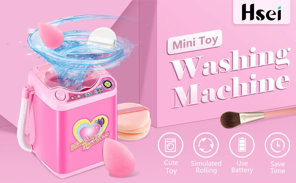 Mini Makeup Brush Cleaner Device Plastic Electric Automatic Washing Machine Sponge Cleaning Toy for Girls Ladies - product information 1