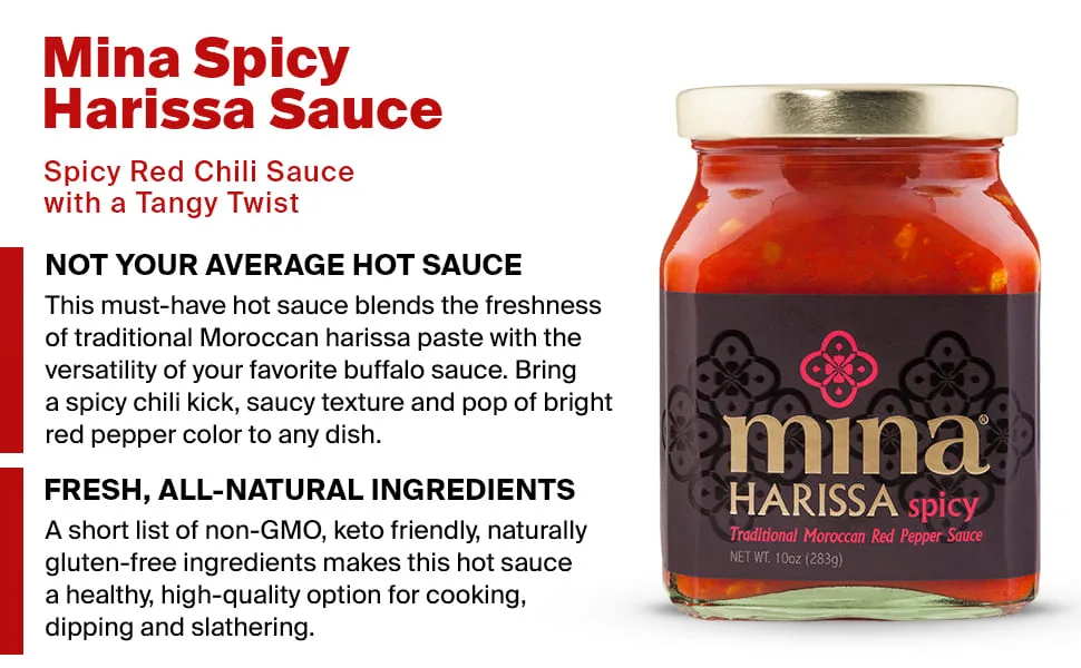 Mina Harissa Spicy 2 Pack 10oz - mina, harissa, harissa pasta, harissa sauce, hot sauce, chili sauce, shakshuka, rose harissa