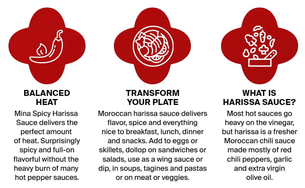Mina Harissa Spicy 2 Pack 10oz - mina, harissa, harissa pasta, harissa sauce, hot sauce, chili sauce, shakshuka, rose harissa