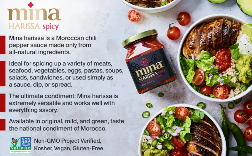 Mina Harissa Spicy 2 Pack 10oz - mina harissa, harissa paste, rose harissa, harissa sauce, chili sauce, shakshuka, hot sauce