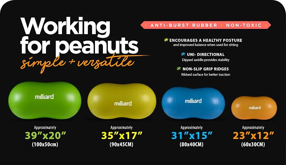 Milliard Peanut Ball Physio Roll for Exercise, Therapy, Labor, Birthing and Dog Training - product information 2