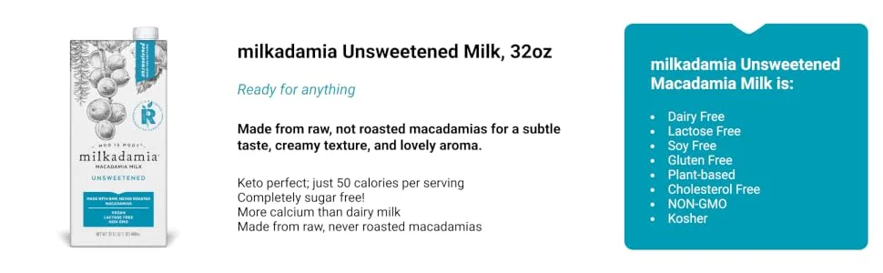 milkadamia Macadamia Milk, Unsweetened, 32 Fl Oz (Pack of 2) - product information 5