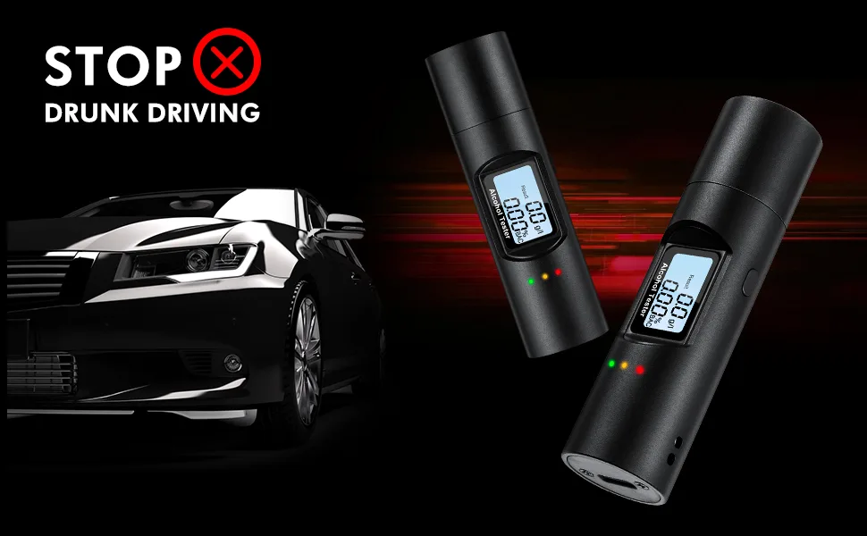 MIKICARE AT02 Breathalyzer - Metal Surface Portable Non-Contact & High-Precision Alcohol Tester with Digital LCD Screen, USB Rechargeable - Alcohol Tester