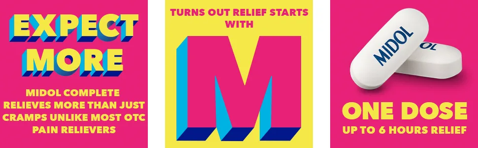 Midol Complete Multi-Symptom Relief, Maximum Strength, Caplets, 16 ct, Packaging May Vary - Relief starts with M