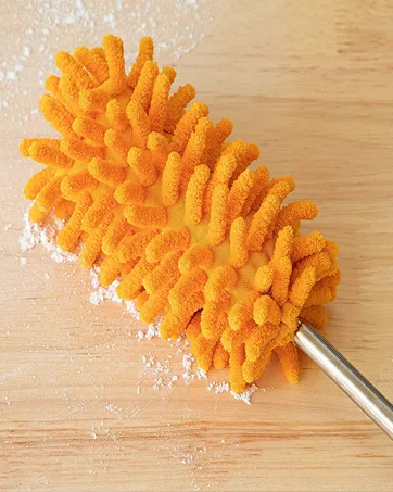 Microfiber Duster for Cleaning, Tukuos Hand Washable Dusters with 2pcs Replaceable Microfiber Head, Extendable Pole, Detachable Cleaning Supplies for Office, Car, Window, Furniture, Ceiling Fan Bright Orange - duster
