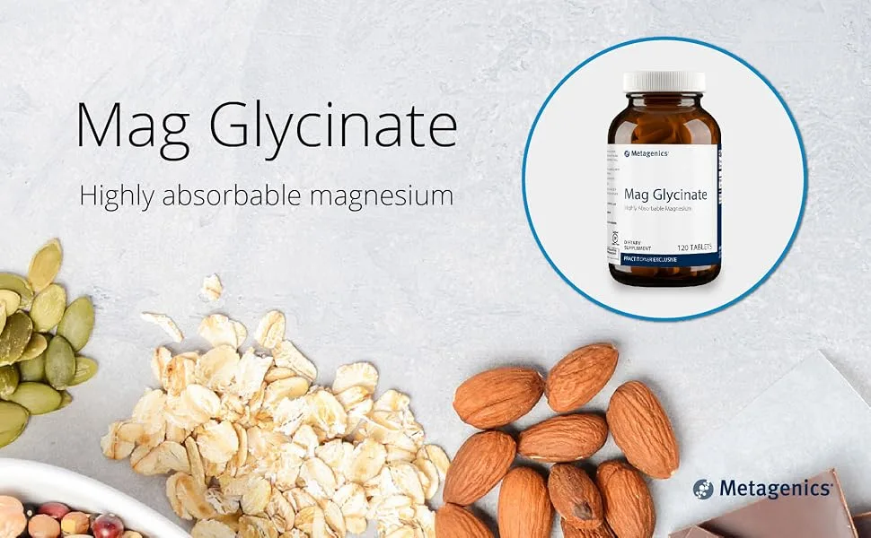 Metagenics Mag Glycinate  Magnesium Glycinate  Highly Absorbable Magnesium Supplement | 120 Servings Unflavored 120 Count (Pack of 1) - Mag Glycinate