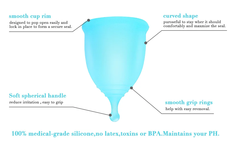 Menstrual Cups Multi Pack Heavy Flow Flexible Disposable Softcup Small Or Large Two Pack with Storage Silicone Soft Cups Menstrual Organic Cups Large Large (Pack of 2) Blue - menstrual cups