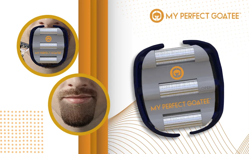 Mens Goatee Shaving Template - Create a Perfectly Shaped Goatee Every Time - Adjustable Reduces Shaving Time - Shape Van Dyke, Goatee and Circle Bead (Version 1.1) 1 Count (Pack of 1) - Ahorra tiempo al permitir un afeitado preciso de la forma de perilla deseada todos los días